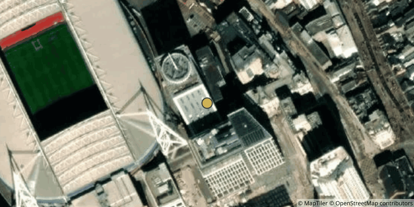 Aerial view of BT Empire Exchange / Stadium House